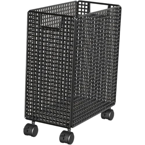 ヨガマット収納ラックホイール付きワークアウト洗濯屋内ベッドルームフォームローラーヨガストラップダンベル用のバスケット障害物バスケット (ブラック)