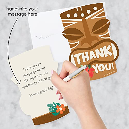 Image of Big Dot of Happiness Tropical Luau - Shaped Thank You Cards - Hawaiian Beach Party Thank You Note Cards with Envelopes - Set of 12