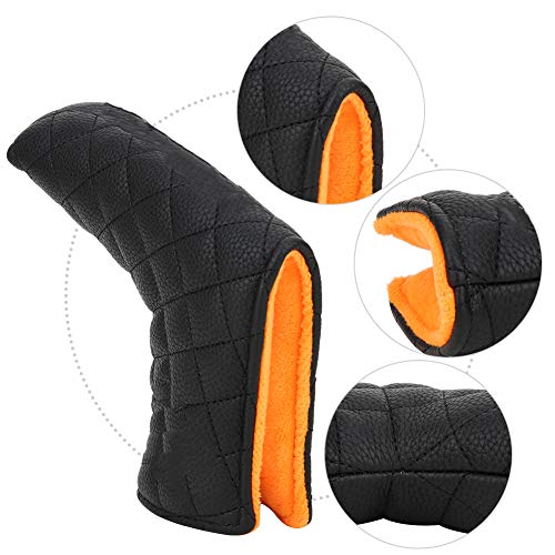 KIMISS Magnetischer Golf-Putter, Wasserdichtes PU L-förmiges Putterblatt-Abdeckung Headcover-Abdeckung Schlägerkopf-Zubehör (Schwarz)