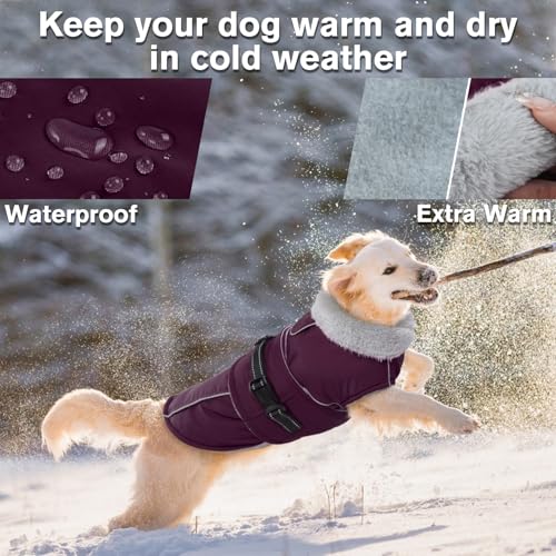 Image of Lelepet Dog Jackets for Medium Dogs Waterproof Dog Coat with Adjustable Fit | Reflective Fleece Vest with Adjustable Buckle Hook & Loop Windproof Cold Weather Coats for Small Medium Large Dogs, Beagle, L