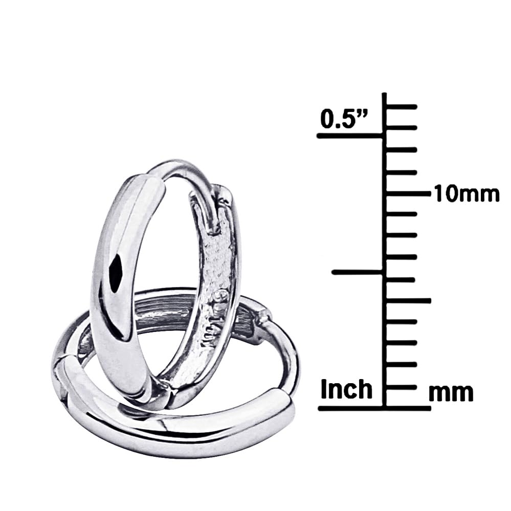 14k REAL White Gold 1.5mm Thickness Huggie Earrings (8 x 8 mm)2