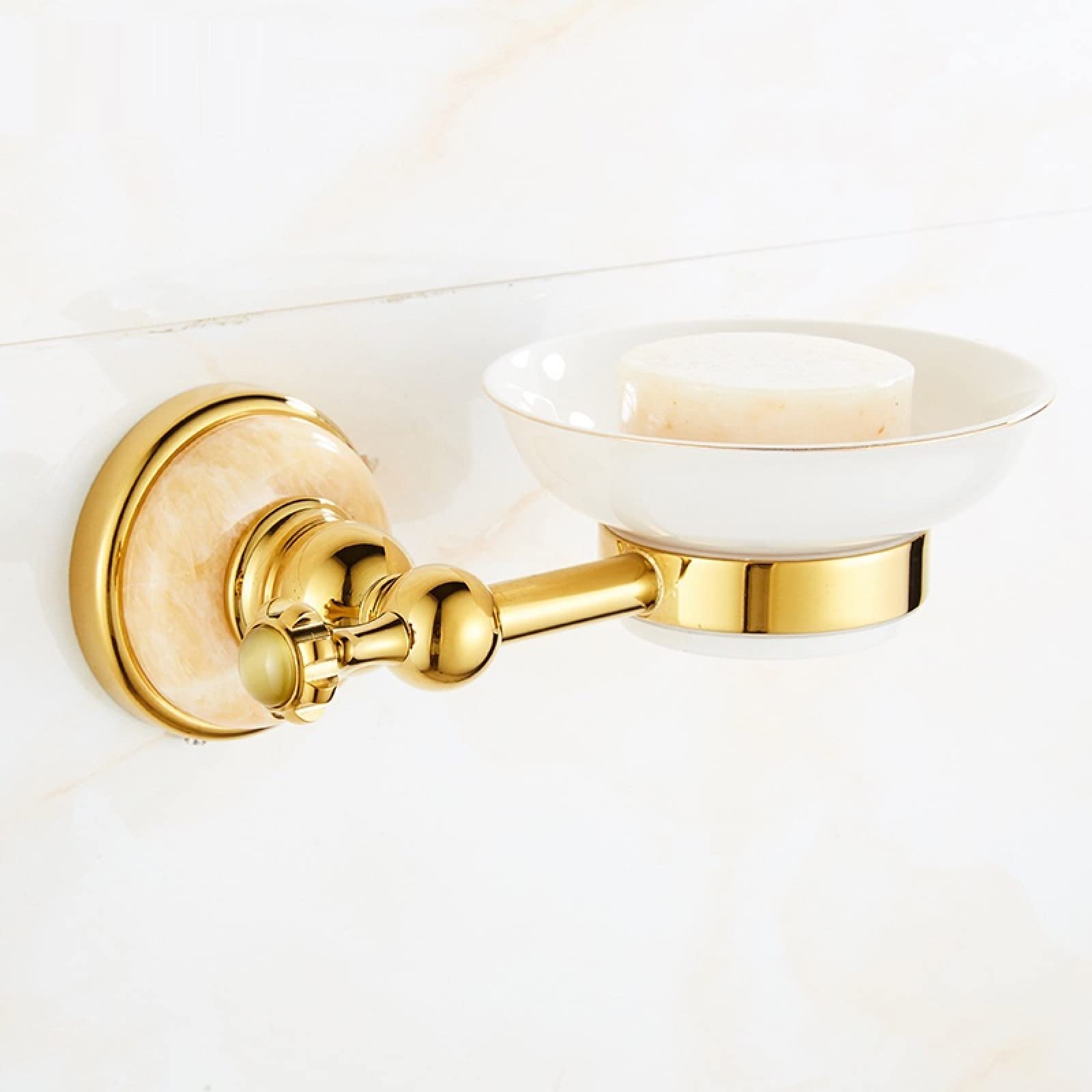 FGXHHS Bathroom Jade Copper Gold Towel Rack Toilet Hanging Shelf Hardware Pendant Set, Soap Dish
