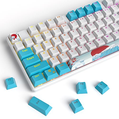 Image of PBT Double Shot 104 Keys Keycaps, OEM Profile Custom Keycaps Set for 61 /87 /104 MX Switches Mechanical Keyboard(Sea)