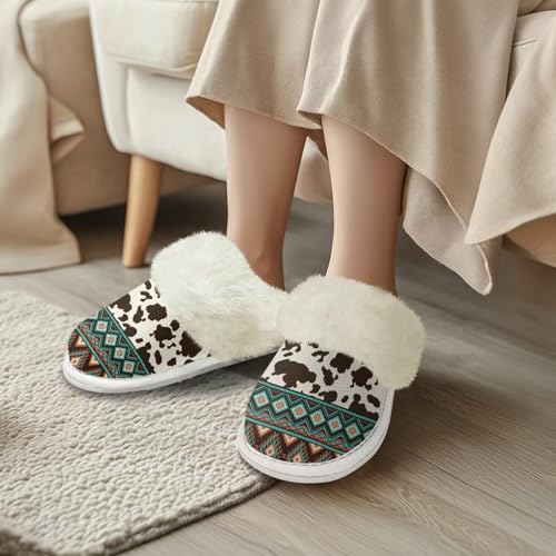 Womens Bedroom Slippers Size 5-13 Cute House Slippers for Woman Fuzzy Warm Slip On Shoes for Indoor2