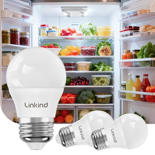 Linkind Led Refrigerator Light Bulbs, A15 Fridge Light Bulbs 40 Watts Equivalent Waterproof, 600LM Appliance Light Bulb 120V Non-dimmable 5W LED Bulbs for Freezer, E26 Base, Daylight 5000K, 3 Pack