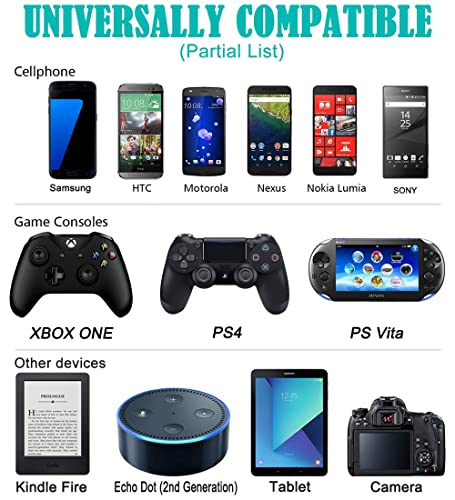 Image of Dual Shock Charging Cord Lead for Sony PlayStation 4 / PS4 / PS4 Slim /Pro /Xbox One /One S /One X Controllers -(Black)