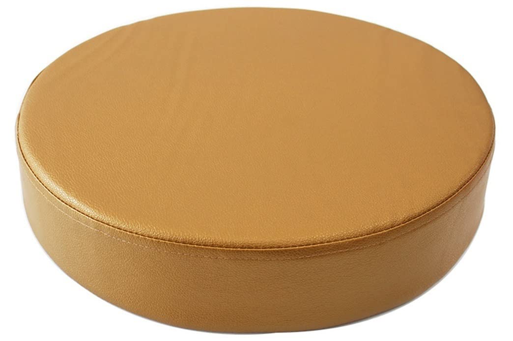 HAiHALA Breathable Leather Cushion - Round Kitchen Dining Chair Seat Cushion Chair Pad - High Stool Chair Cushion - Bar Chair Seat Pad Butt Pillow (Color : Bright gold, Size : 45 * 45 * 5cm)