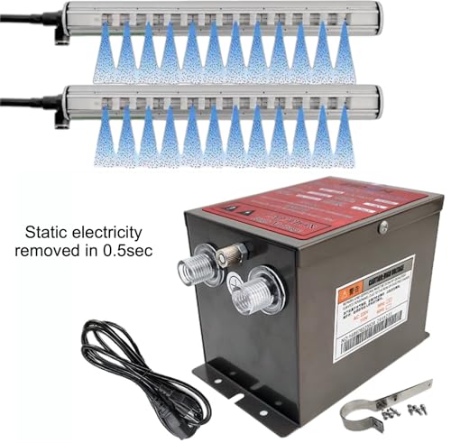 Image of 2X 7.87 inch Ionizing Air Bars Static Eliminator with 7KV High Voltage Generator, 110V Rapid Static Electricity Remover with Anti Static Ionizing Bars for Painting Printing Coating (No Air Compressor)