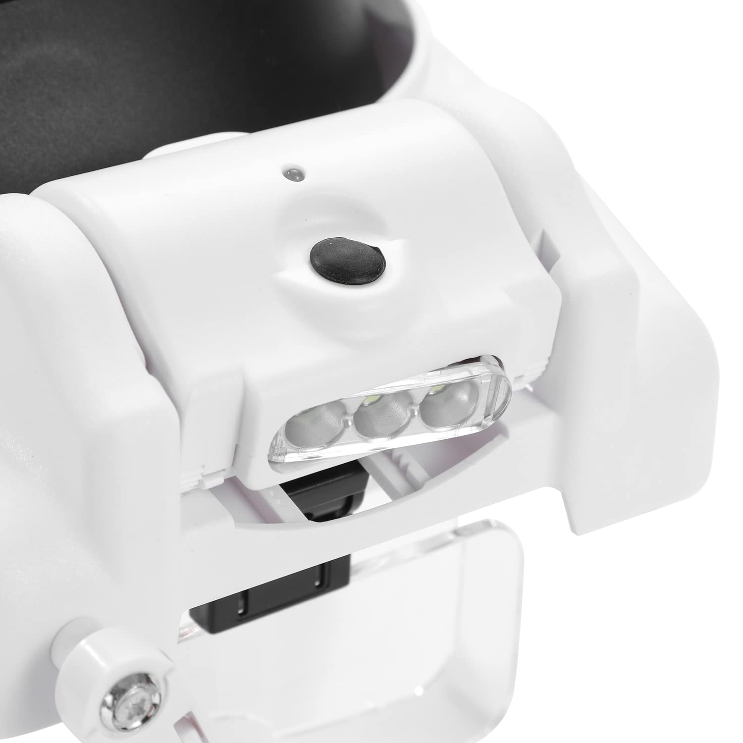 NEW FLASH Lupa na głowę ze światłem LED, ładowana przez USB, zestaw głośnomówiący do montażu na głowie, lupa z 6 odłączanymi soczewkami do pracy w bliskim czasie do czytania biżuterii, rękodzieła, elektroniczna naprawa 406202