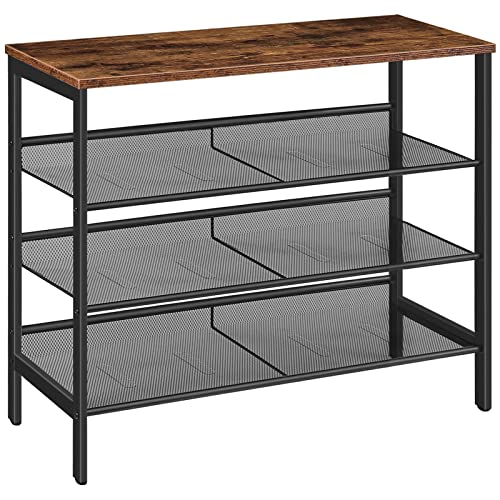 IBUYKE Scarpiera, 75.5x30x87cm, Scaffale Portascarpe Con 4 Ripiani A Rete Inclinabili, Organizzatore Porta Scarpe, Scaffale Per Calzature In Corridoio, Soggiorno, Camera Da Letto TMJ083H