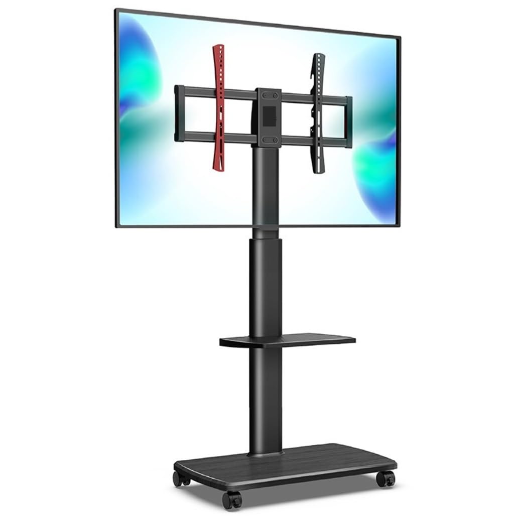 OLSKFUH Tv Stand Television Stands Rolling Tv Stand For 37 To 75 Inch Tvs, Mobile Tv Cart On Wheels, Tall Universal Floor Stands With Swivel Mount Tv Stands For Living Room,With Partition-37-75 inch