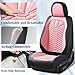 Coverado Seat Covers Full Set, Waterproof Nappa Leather Seat Covers for Cars, 5 Seats Universal Car Seat Protectors, Black and Pink Leather Car Seat Covers Car Seat Cushions Fit for Most Cars