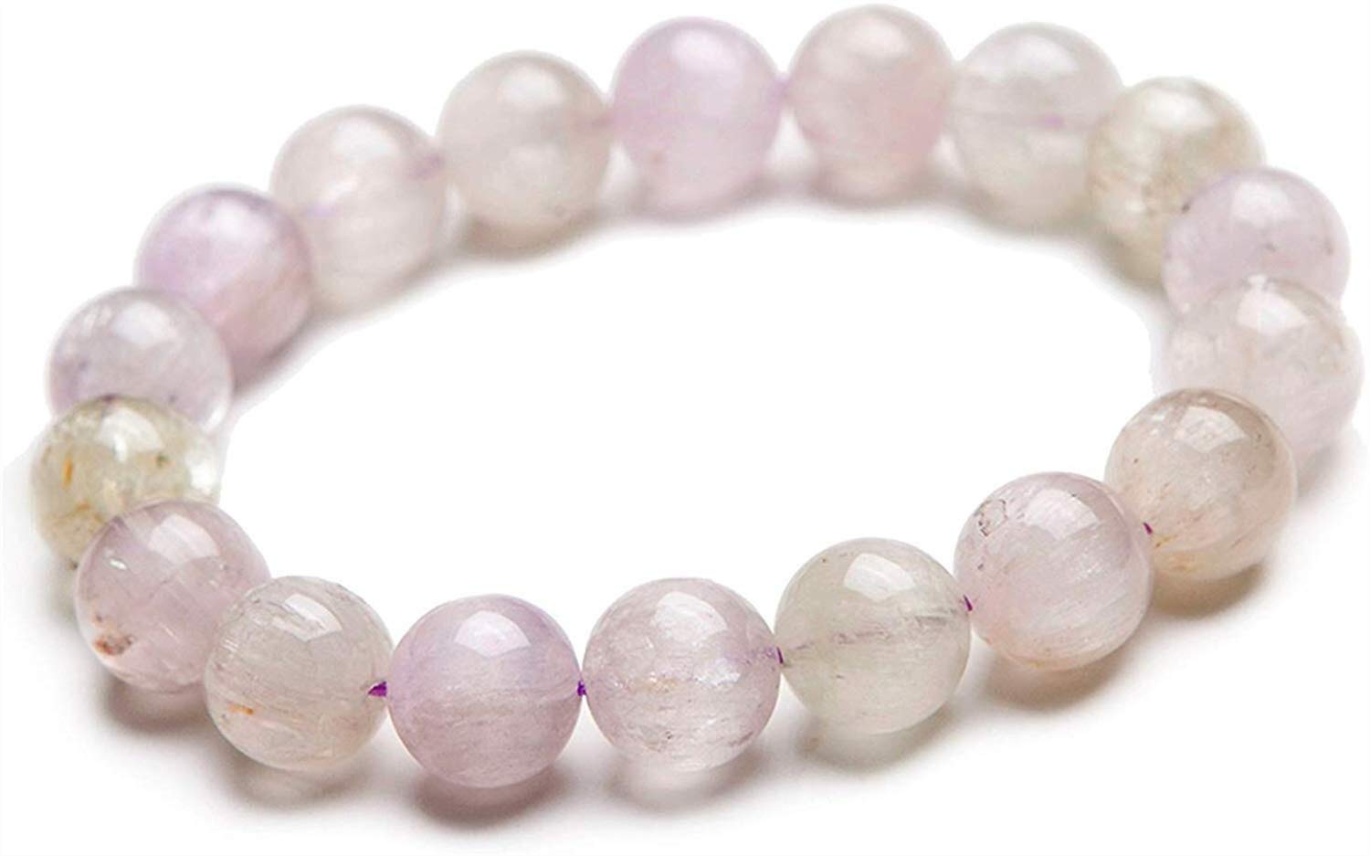 XuyangDUOVEKT Fine Jewelry Natural Kunzite Crystal Stretch Bracelet Women Men Gemstones Round Beads (Color : -)