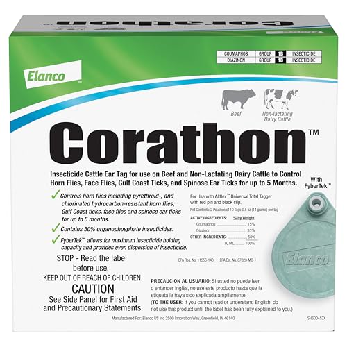 Corathon Insecticide Cattle Ear Tags | Fly & Insect Control | 20 Ear Tags