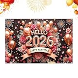 FmtwPhn Decoraciones de Nochevieja | Fondo de Póster Festivo - Tela de Banner Feliz Año 2026 - Para Interior Exterior Garaje Patio Porche Escuela Oficina Fondo de Granja