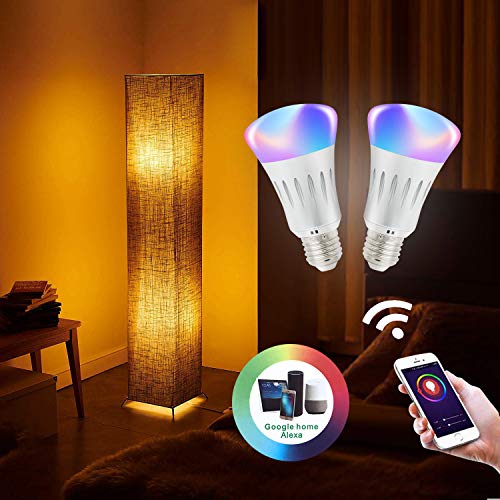 LVYUAN Floor Lamps Alexa WiFi Smart 61 Softlighting Home Minimalist Dimmable Multicolored Color Changing LED Light Smartphone Control Compatible with Alexa Lamps (Brown with Alexa, 61 inch)