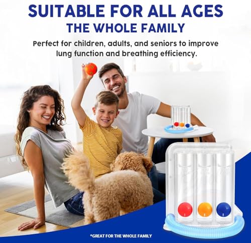 Image of Dr. Care 3 Ball Spirometer for Chest BreathFull Breathing Exerciser- Measure & Observe Progress of Deep Breathwork Lung Workout - 3 Chamber Incentive Style Spirometer- Restore Inhale /Exhale Balance - Improve Lung strength