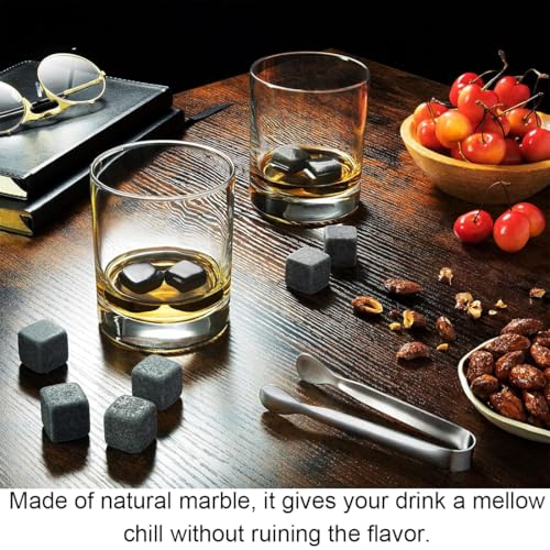 Eiswürfel Steine, 9 Stück Whisky Steine im Set, hiskysteine wiederverwendbar, Whiskey Kühlsteine Whiskey Stones, Wiederverwendbare Eiswürfel, zum Kühlen von Wein, Whiskey, grau