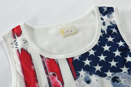 Cm-Kid Men's 4Th Of July Tank Top American Flag Skull Graphic T-Shirt Independence Day Sleeveless Shirts Summer Vest Top Size Xl #TOP1