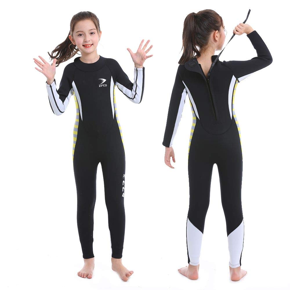 Kids Wetsuit For Boys Girls 2.5MM One Piece Full Body Neoprene Long Sleeve Swimsuit, UV