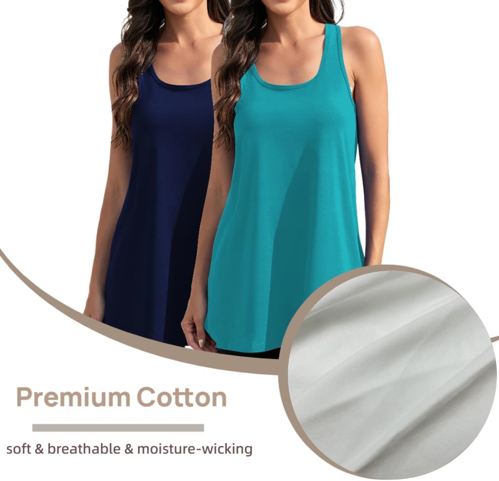 Workout Tank Tops Woman Racerback Long Tank Tops for Women Yoga Tops 2 Pack - Image 5