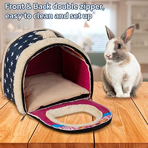 Pantula Meerschweinchen Bett Kuschelhöhle - Höhle Gemütliches groß Hamster Kleintier Bett Versteck mit Abnehmbarer Matte für Hamster Kaninchen Igel Chinchilla Bartagamen und Frettchen (Blau)