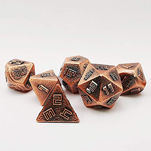 Bescon Copper-Ore Lode Solid Metal Dice Set, Raw Metal Polyhedral D&D RPG 7-Dice Set