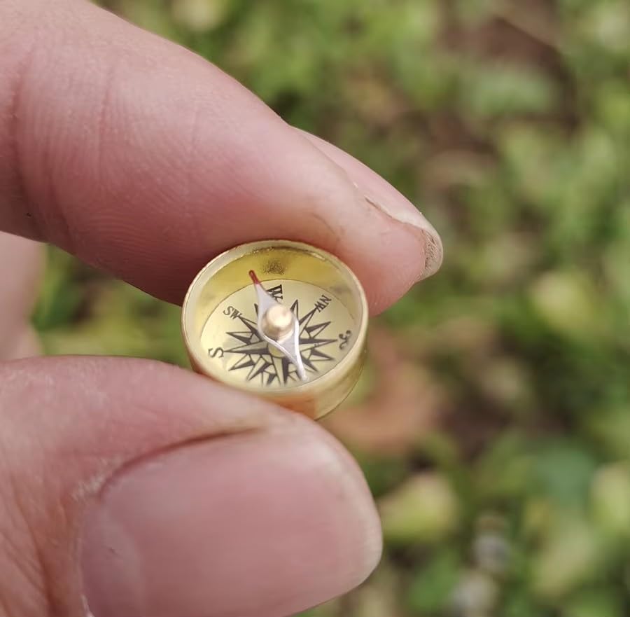 Brújula Miniatura de Latón para Camping y Supervivencia al Aire Libre, Aguja Indicadora de Alta Precisión y Sensibilidad miniatura 7