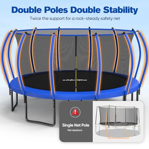 Zupapa 1800LBS Capacity No-Gap Design 16 15 14FT Trampoline with Safety Enclosure Net and Non-Slip Ladder 10-Year Quality Assurance Perfect for Outdoor Backyard Fun - image 6