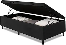 Cama Box com Baú Solteiro 0,88 com 41cm de Altura Prince Preto