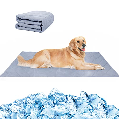 Nacoco Pet Summer Cooling Blanket 31.5" X 43.3" Double-Sided Availability Mat Dog Throw Puppy Self Cat Pad Bed Cover For Home Outdoor Sofa Sleeping Washable Portable Lightweight Small To Large(Grey,S) #TOP12