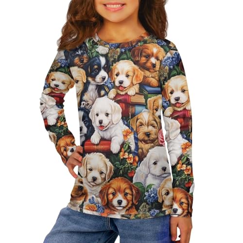 Image of WELLFLYHOM Long Sleeve T-Shirt for Boys Girls 3-16 Years Old Tee Tops Crewneck Pullover Shirts Fall Outfits