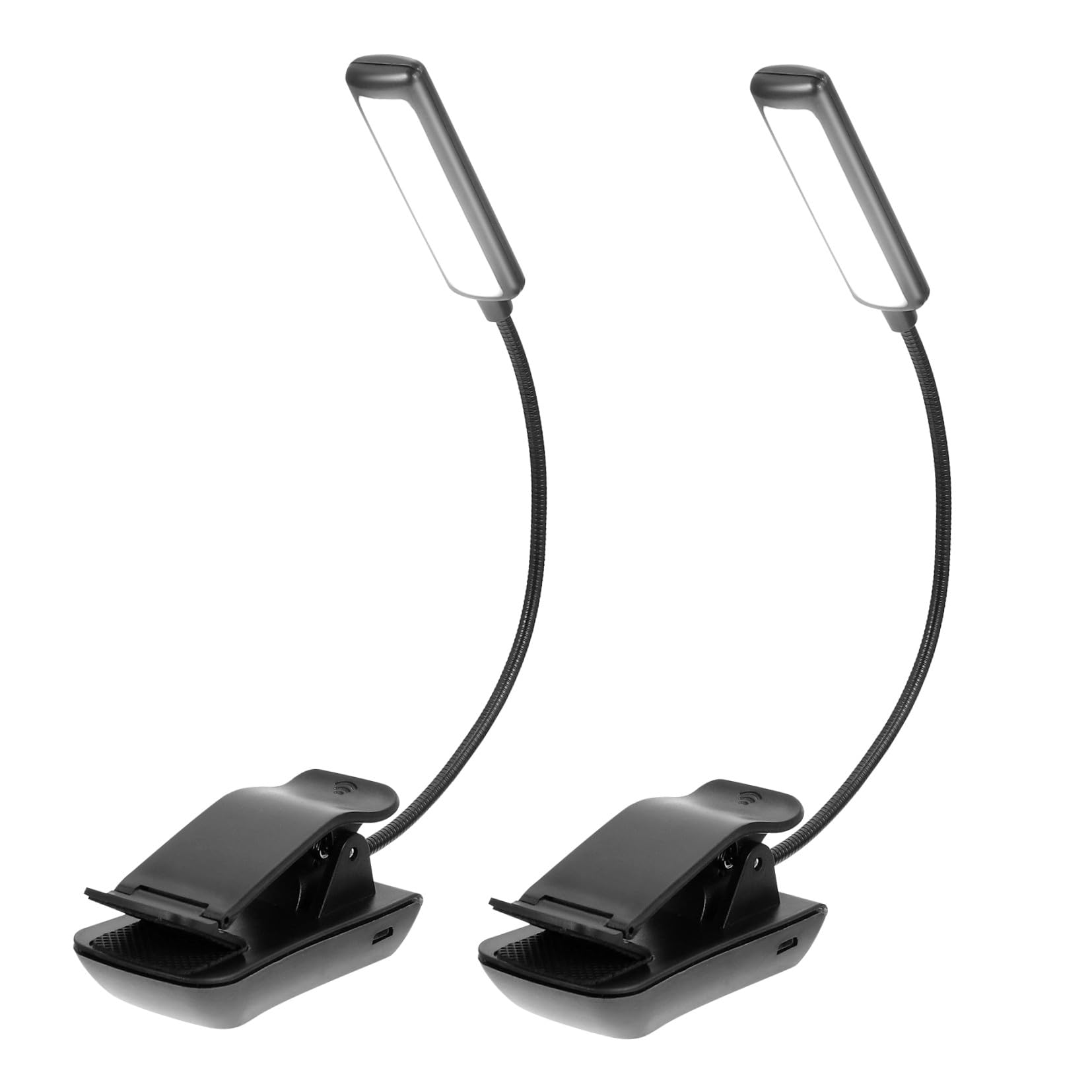 Lampe de Lecture LED Rechargeable à Clip, Noire, Lot de 2