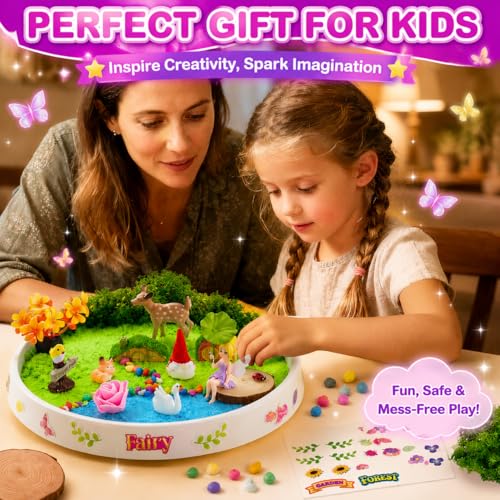 Image of Carolart Spinning Fairy Garden Sensory Bin with Glow Sand Kit | Glow-in-the-Dark Sensory Sand, fairy toys, gifts for girls, rotating sand kit with sensory play for ages 3-8