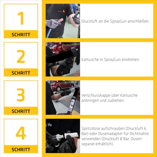 SIKA – Verarbeitungsgerät – Spraygun Druckluftpistole für spritzbare Nahtabdichtung Schwarz – leicht und wendig – inklusive Düsenadapter und Anleitung