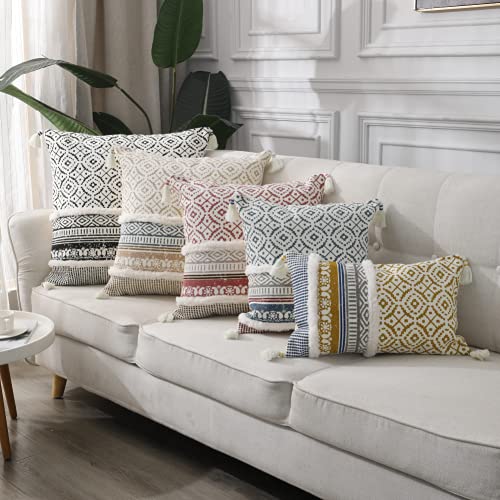 blue page Boho getuftete dekorative Kissenbezüge für Couch Sofa – moderner marokkanischer Kissenbezug mit Quasten… – Bild 6