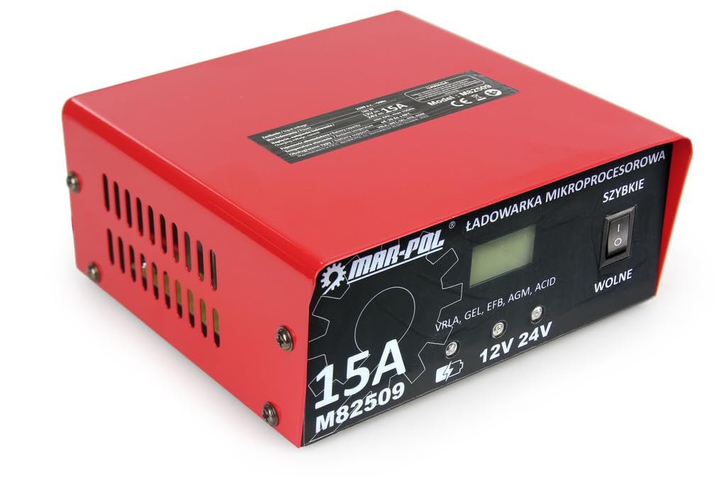 Caricabatterie Intelligente a Microprocessore per Auto Moto | 230V / 50 Hz | 15 A | Batterie Supportate VRLA, WET, GEL, EFB, AGM con Rilevamento Automatico | Sistema PWM | 8 Fasi di Carica