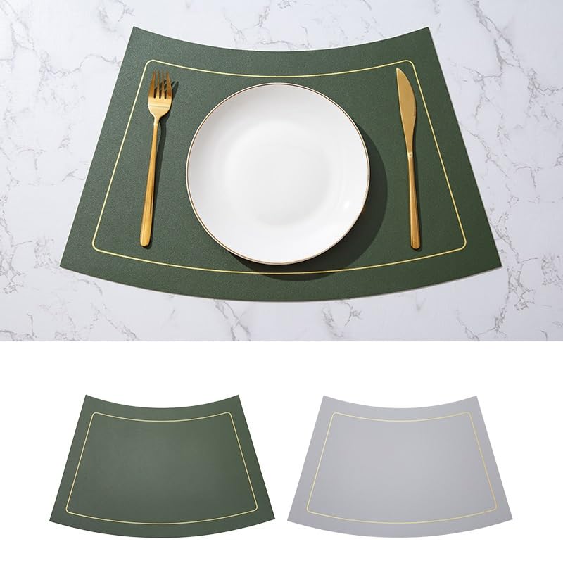 Set de table en PU bicolore forme éventail imperméable et isolant - 3