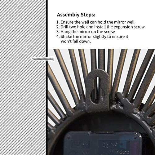 Joudia Large-Wall-Clock, Decorative Modern Wall Clocks For Living Room Decor, Mid Century Metal Wall Clock For Bedroom Entryway Foyer Hallway, 24In Diameter Starburst Wall Analog Clock #TOP6