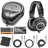 Audio-Technica ATH-M50x Professional Monitor Headphones (Black) + Slappa Full Sized HardBody PRO Headphone Case (SL-HP-07) + Bundle