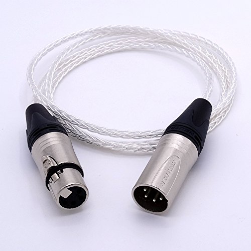 HGC GAGACOCC DIY 2m (6.6feet) 4 Pin XLR Male to Female Balanced Audio 8 cores 5N PCOCC Silver Plated Upgrade Cable Audio Connection Headphone Extension Cable