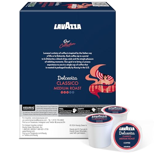 Image of Lavazza Dolcevita Classico Keurig K-Cup Pods, Medium Roast, Arabica and Robusta Blend (88 Pods)