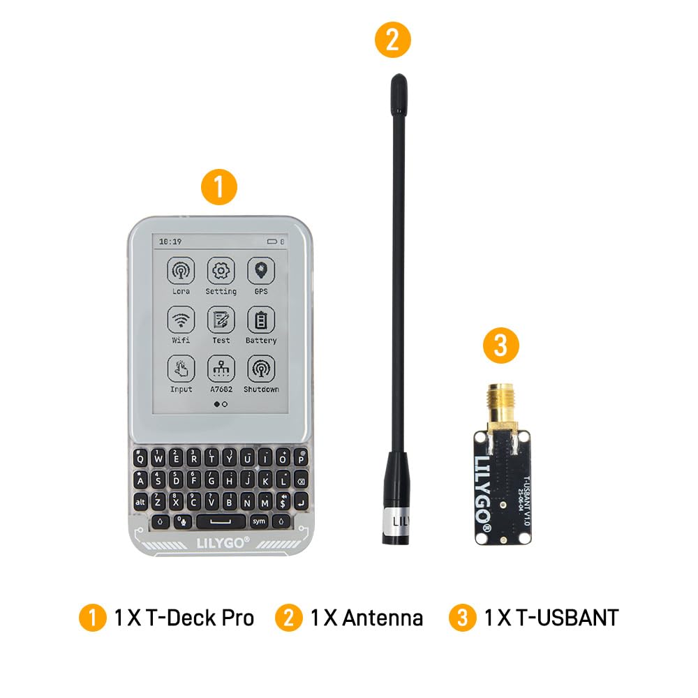 LILYGO T-Deck Pro SX1262 LoRa 868MHz TTGO Scheda di sviluppo con display E-Paper Ultra-Wide-Viewing da 3,1 pollici a basso consumo energetico e antenna esterna (Firmware Meshtastic A7682E)