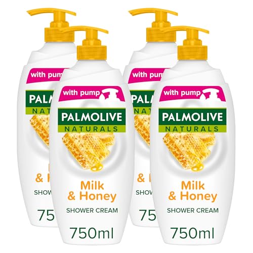 Palmolive Naturals Milk & Honey Shower Cream, 750 ml pump 4pack