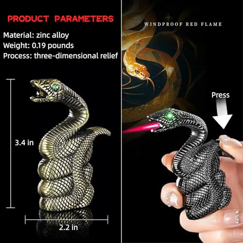 Encendedor Butano Llama Roja Antiviento Diseño Serpiente miniatura 4