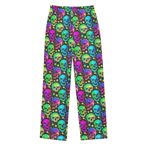 Skull Long Pajama Pants Elastic Waist PJ Bottoms with Pockets S A1133272