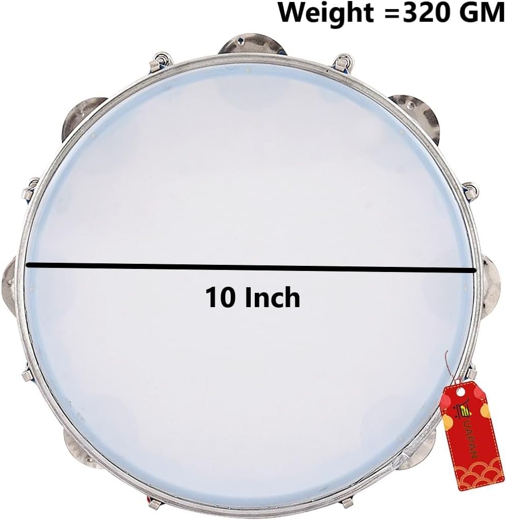 UAPAN Dafli Musical Instrument Dafli/Tambourine 10 inch Hand Percussion Musical Instrument (Orange tambourine)