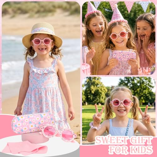 Image of Kids Sunglasses for Girls with Eyeglasses Case for Party Beach Dress Up Glasses