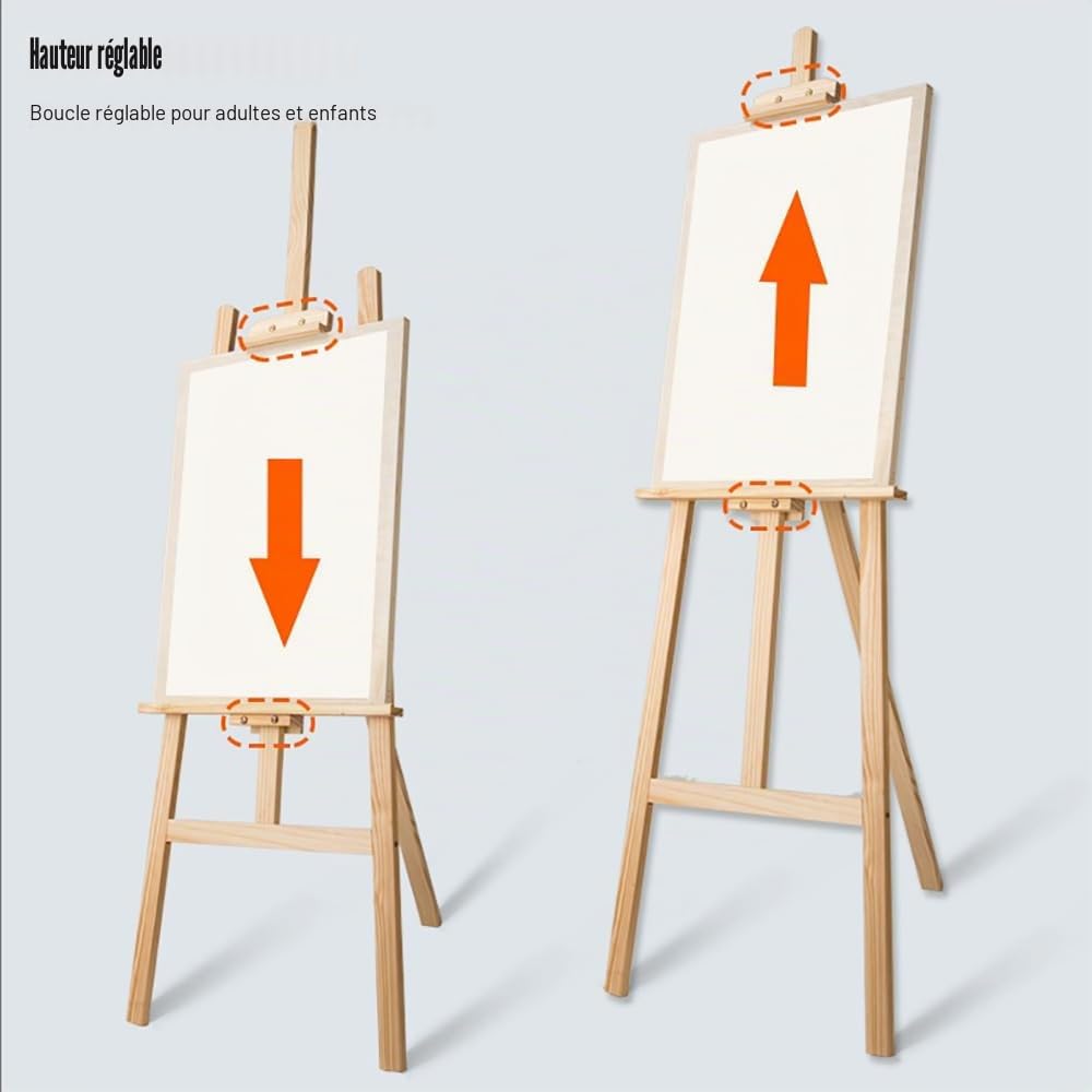 2PCS Chevalet Peinture，Chevalet Bois，Chevalet En Bois Massif De 175 Cm, Hauteur Réglable, Adapté à La Création Artistique Pour Enfants Et Adultes Ainsi Qu'à Une Utilisation Lors De Mariages