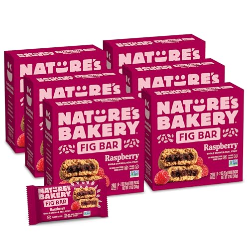 Image of Nature's Bakery Whole Wheat Fig Bars, Raspberry, Real Fruit, Vegan, Non-GMO, Snack bar, 6 Count (Pack of 6)